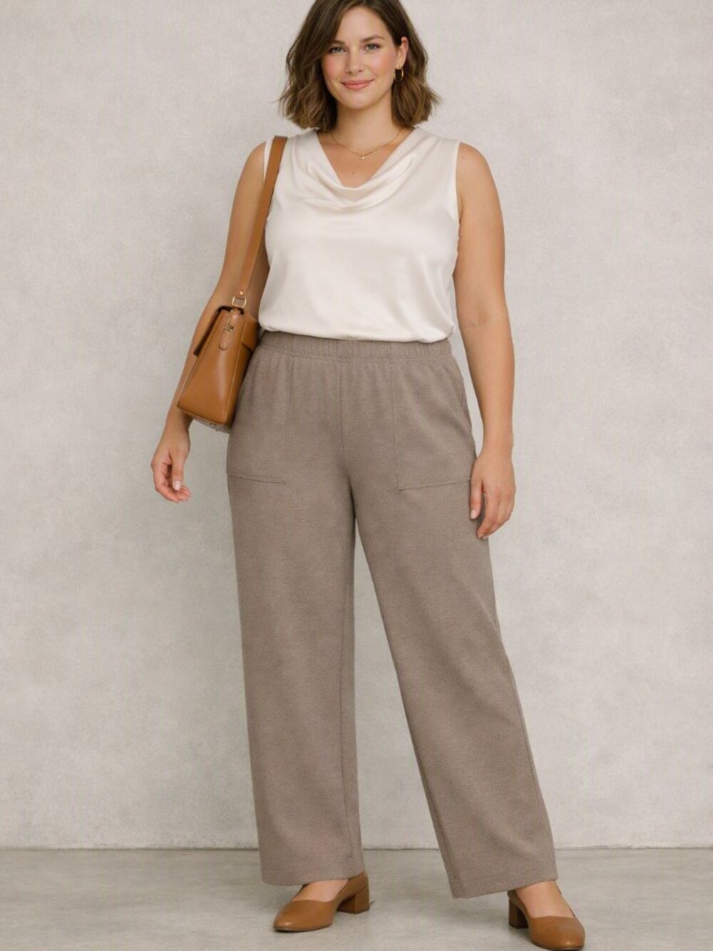 Mondetta Tan Pull On Wide Leg Pockets Leisure Pant Size XL